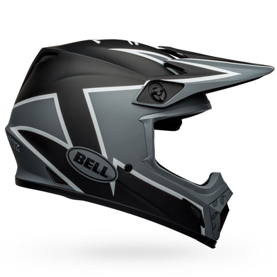 bell mx 9 mips dirt motorcycle helmet twitch matte black gray white right