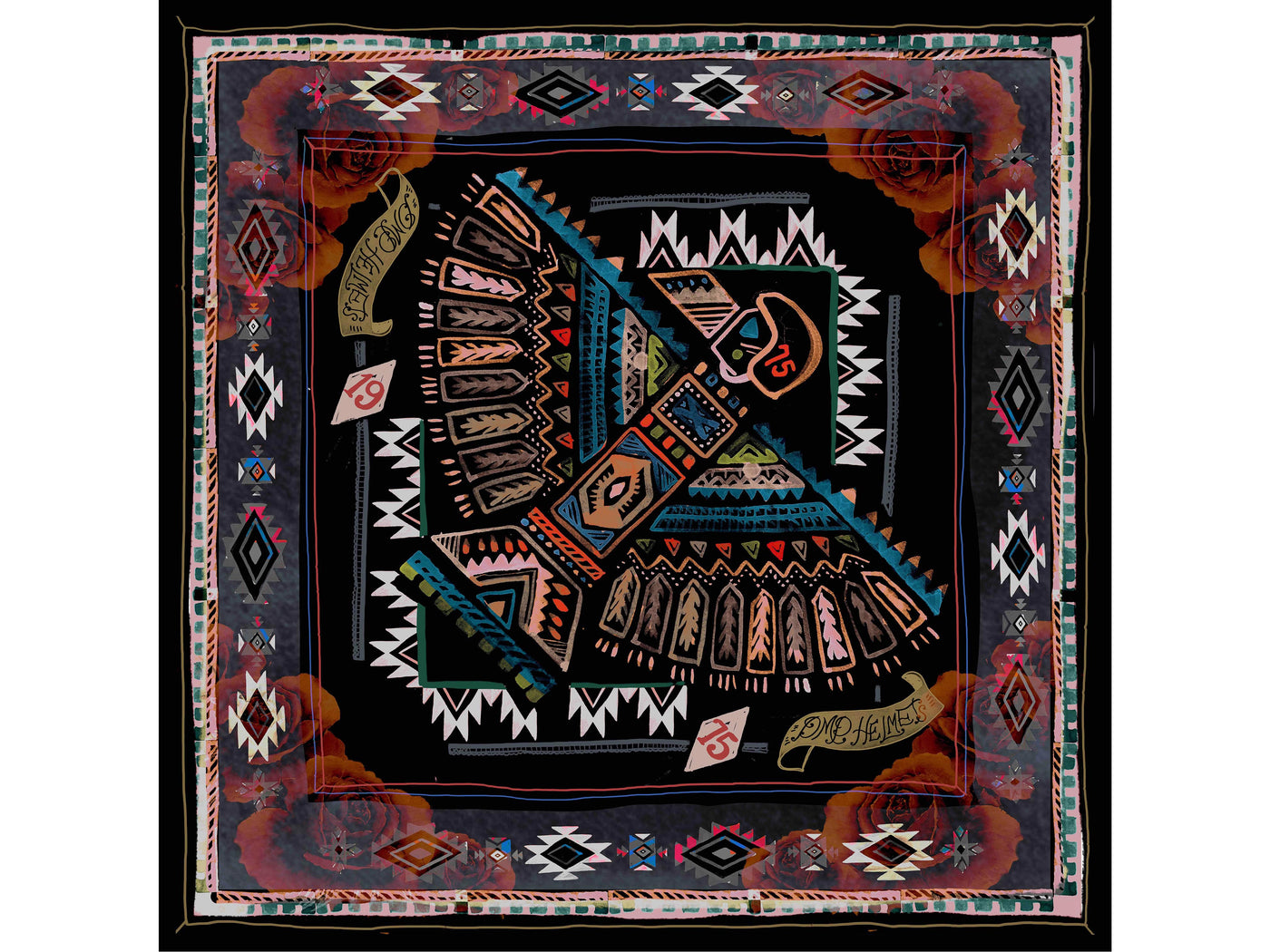 DMD Aztec Square Silk/Cotton Bandana