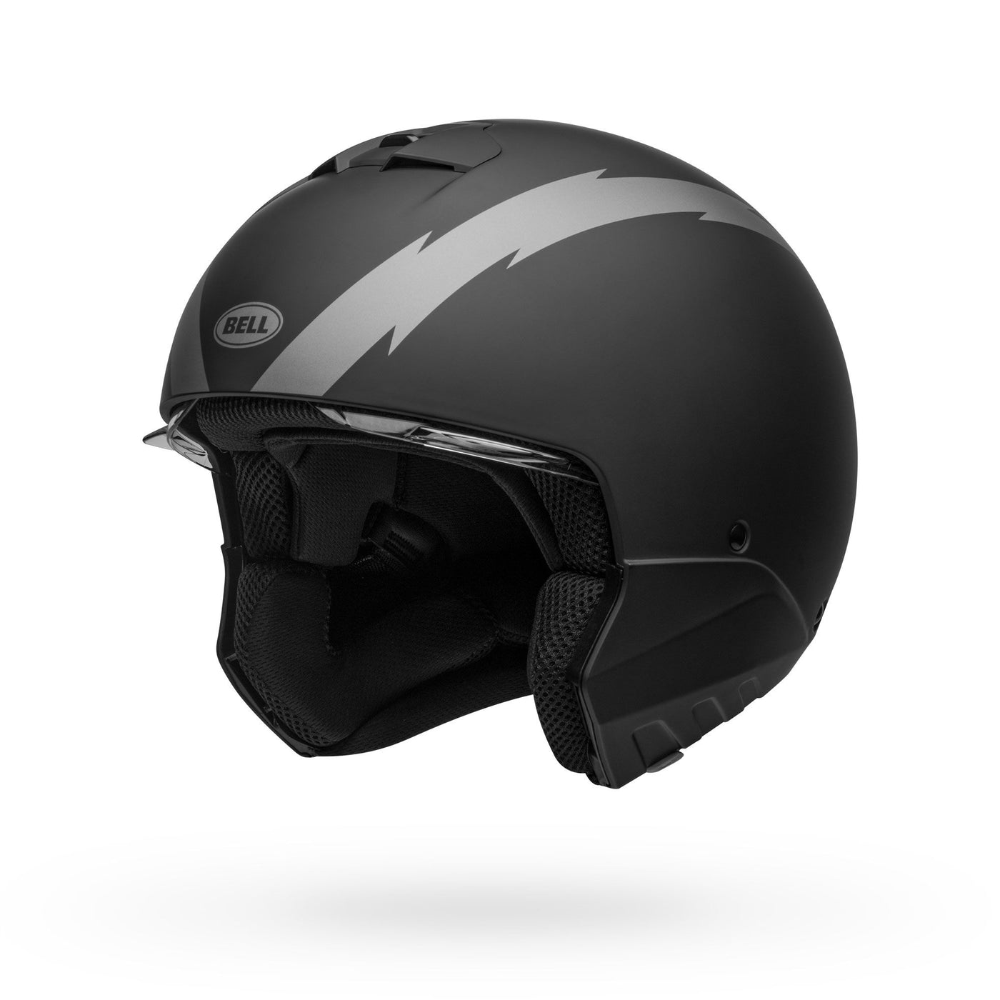 bell broozer modular street motorcycle helmet arc matte black gray no chin bar front left