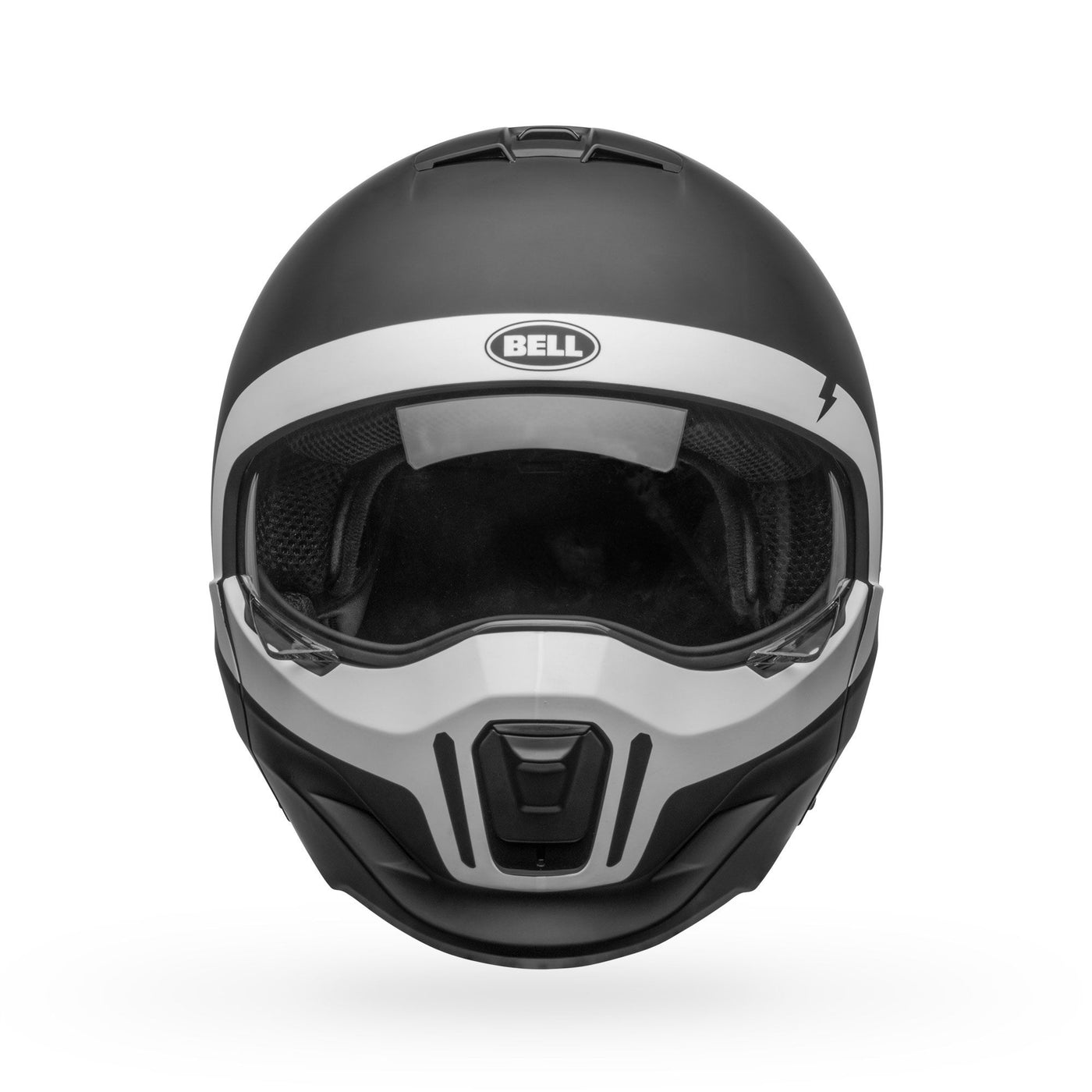 bell broozer modular street motorcycle helmet cranium matte black white front