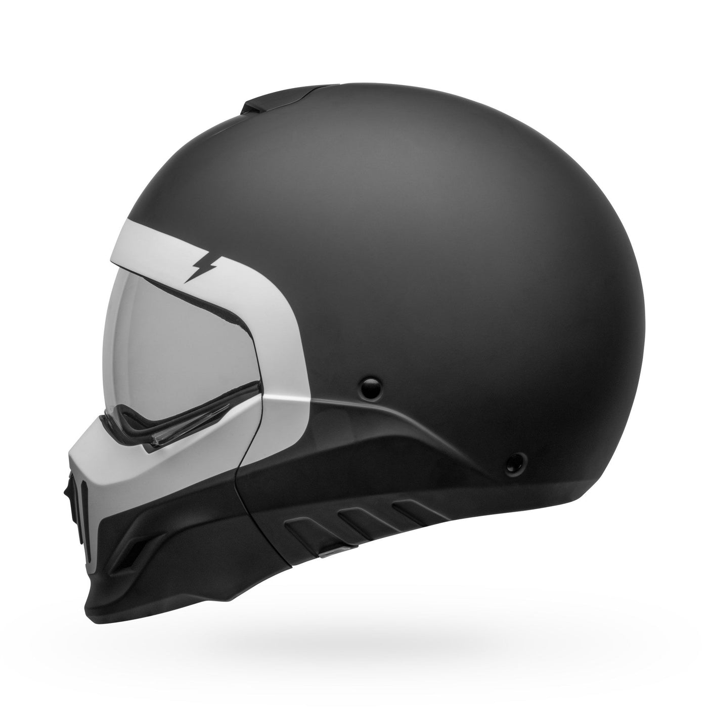 bell broozer modular street motorcycle helmet cranium matte black white left
