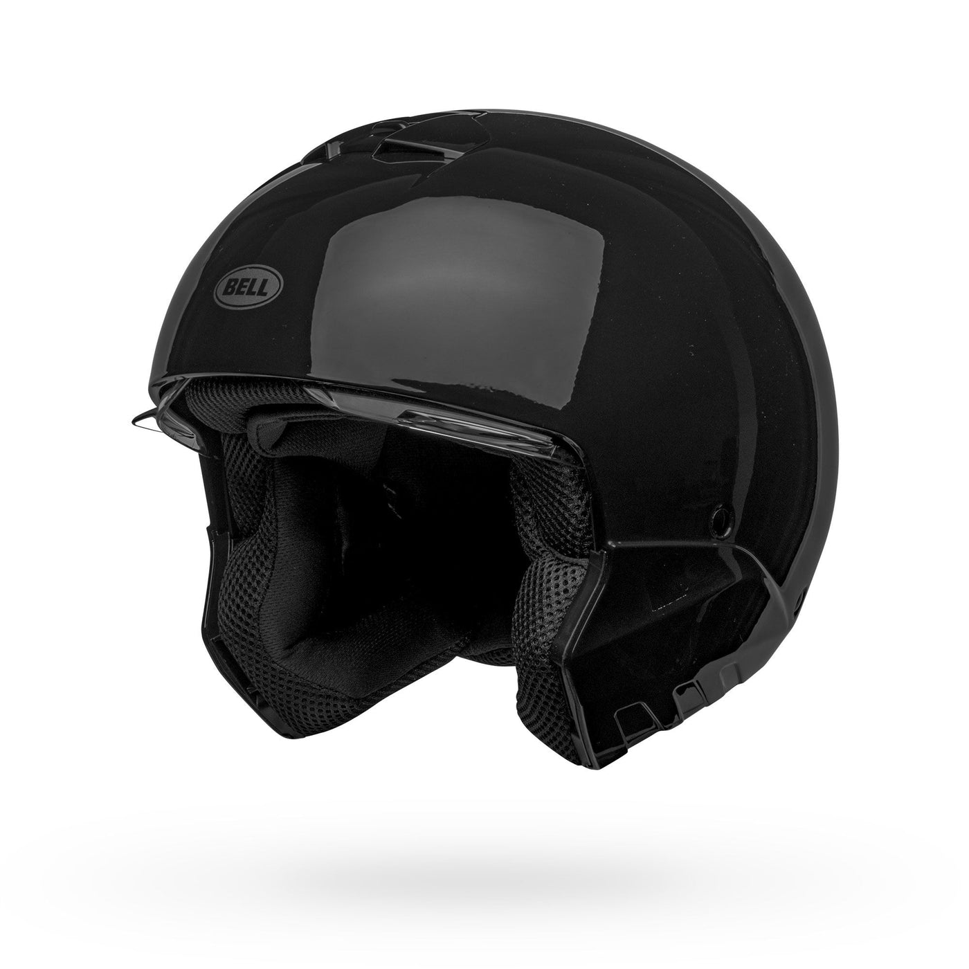 bell broozer modular street motorcycle helmet gloss black no chin bar front left