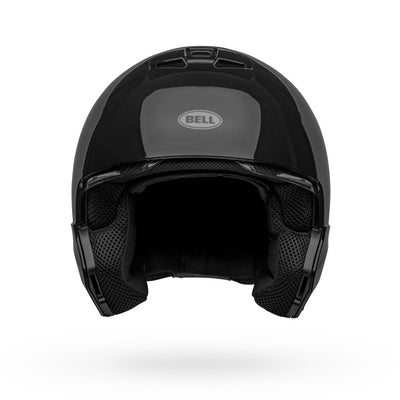 bell broozer modular street motorcycle helmet gloss black no chin bar front
