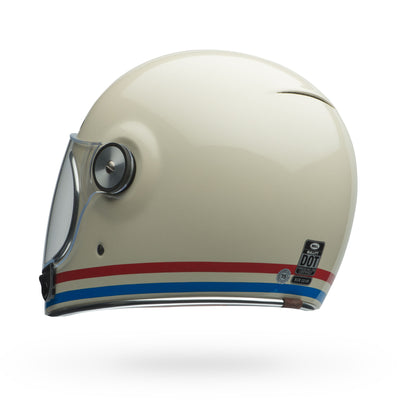 bell bullitt culture classic motorcycle helmet stripes gloss pearl white oxblood blue back left