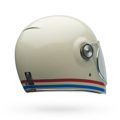 bell bullitt culture classic motorcycle helmet stripes gloss pearl white oxblood blue back right