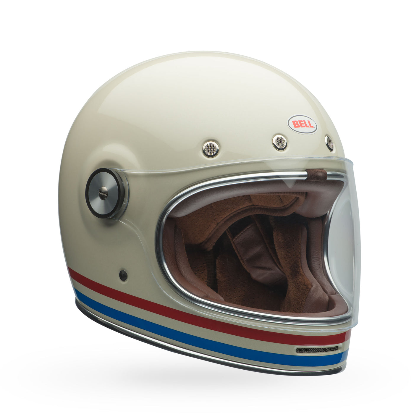 bell bullitt culture classic motorcycle helmet stripes gloss pearl white oxblood blue front right