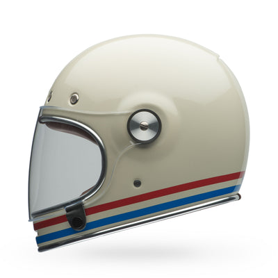 bell bullitt culture classic motorcycle helmet stripes gloss pearl white oxblood blue left