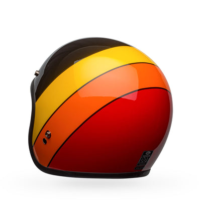 bell custom 500 culture classic open face motorcycle helmet riff gloss black yellow orange red back left