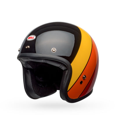 bell custom 500 culture classic open face motorcycle helmet riff gloss black yellow orange red front left