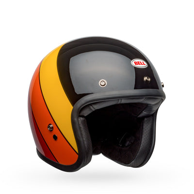 bell custom 500 culture classic open face motorcycle helmet riff gloss black yellow orange red front right