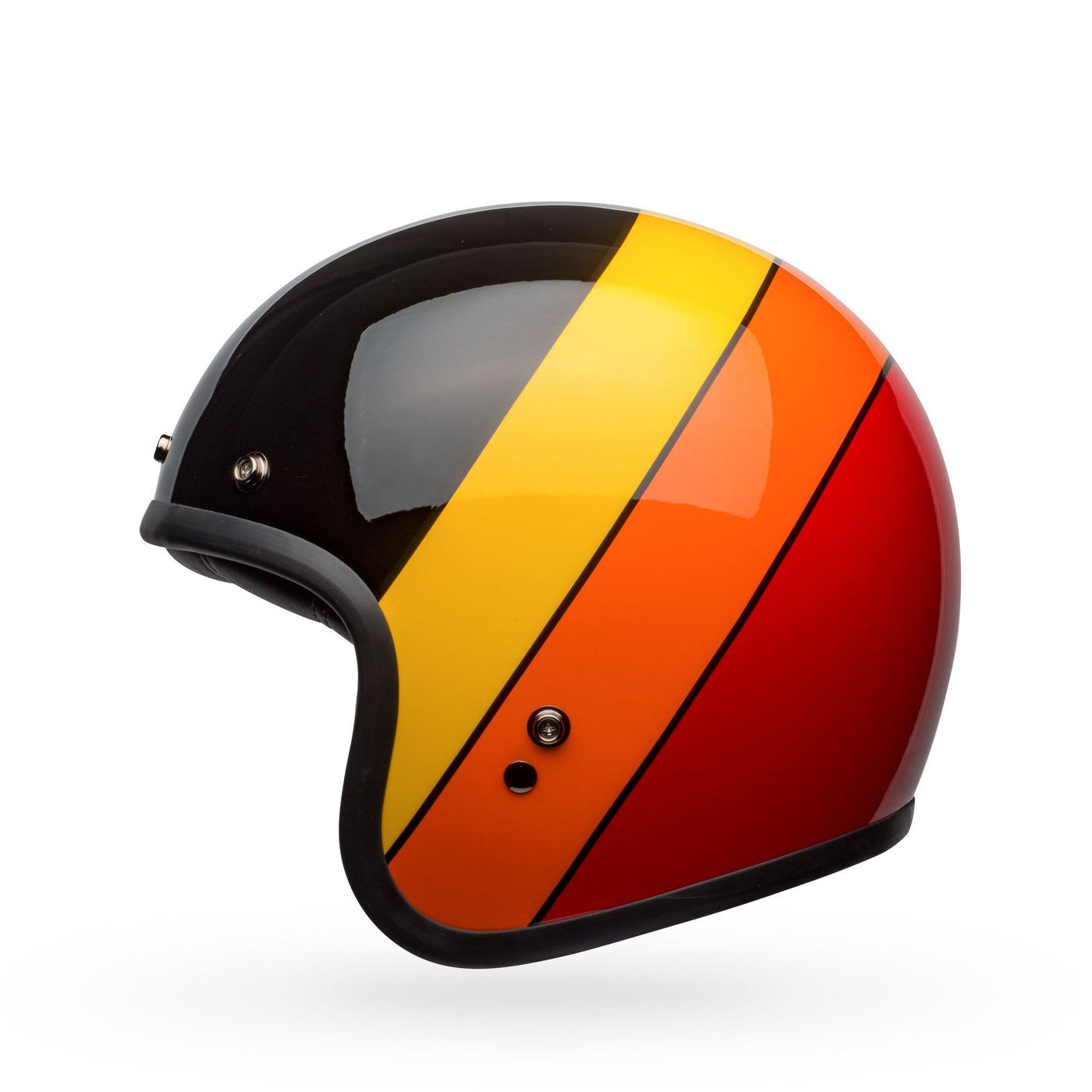 bell custom 500 culture classic open face motorcycle helmet riff gloss black yellow orange red left