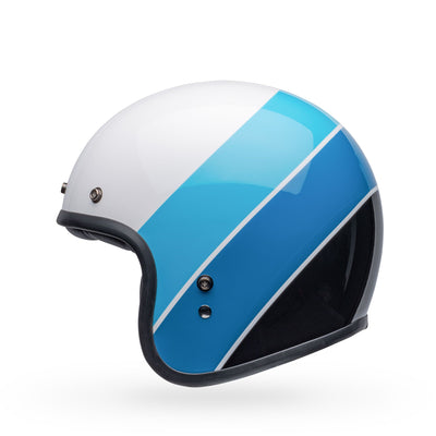 bell custom 500 culture classic open face motorcycle helmet riff gloss white blue left
