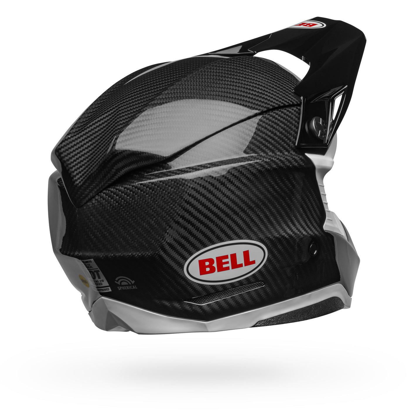 bell moto 10 spherical carbon dirt motorcycle helmet gloss black white back right