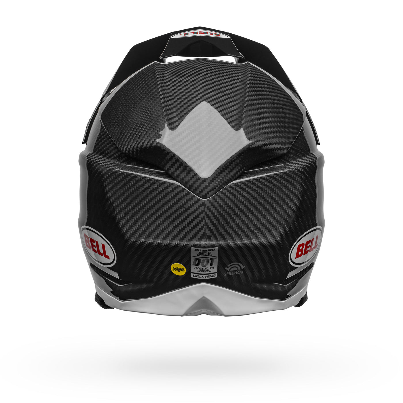 bell moto 10 spherical carbon dirt motorcycle helmet gloss black white back