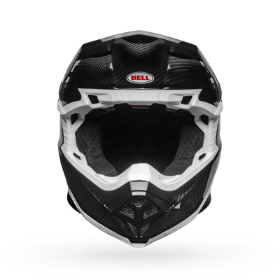 bell moto 10 spherical carbon dirt motorcycle helmet gloss black white front