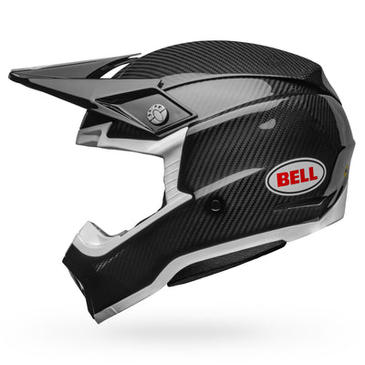 bell moto 10 spherical carbon dirt motorcycle helmet gloss black white left