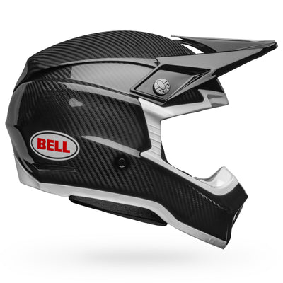 bell moto 10 spherical carbon dirt motorcycle helmet gloss black white right