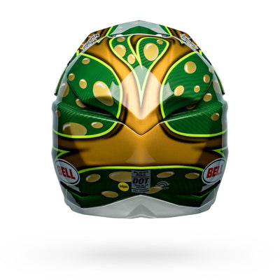 bell moto 10 spherical carbon dirt motorcycle helmet mcgrath replica 22 gloss gold green back