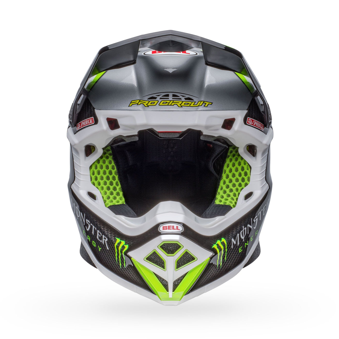 bell moto 10 spherical carbon dirt motorcycle helmet pro circuit replica 22 gloss black green front