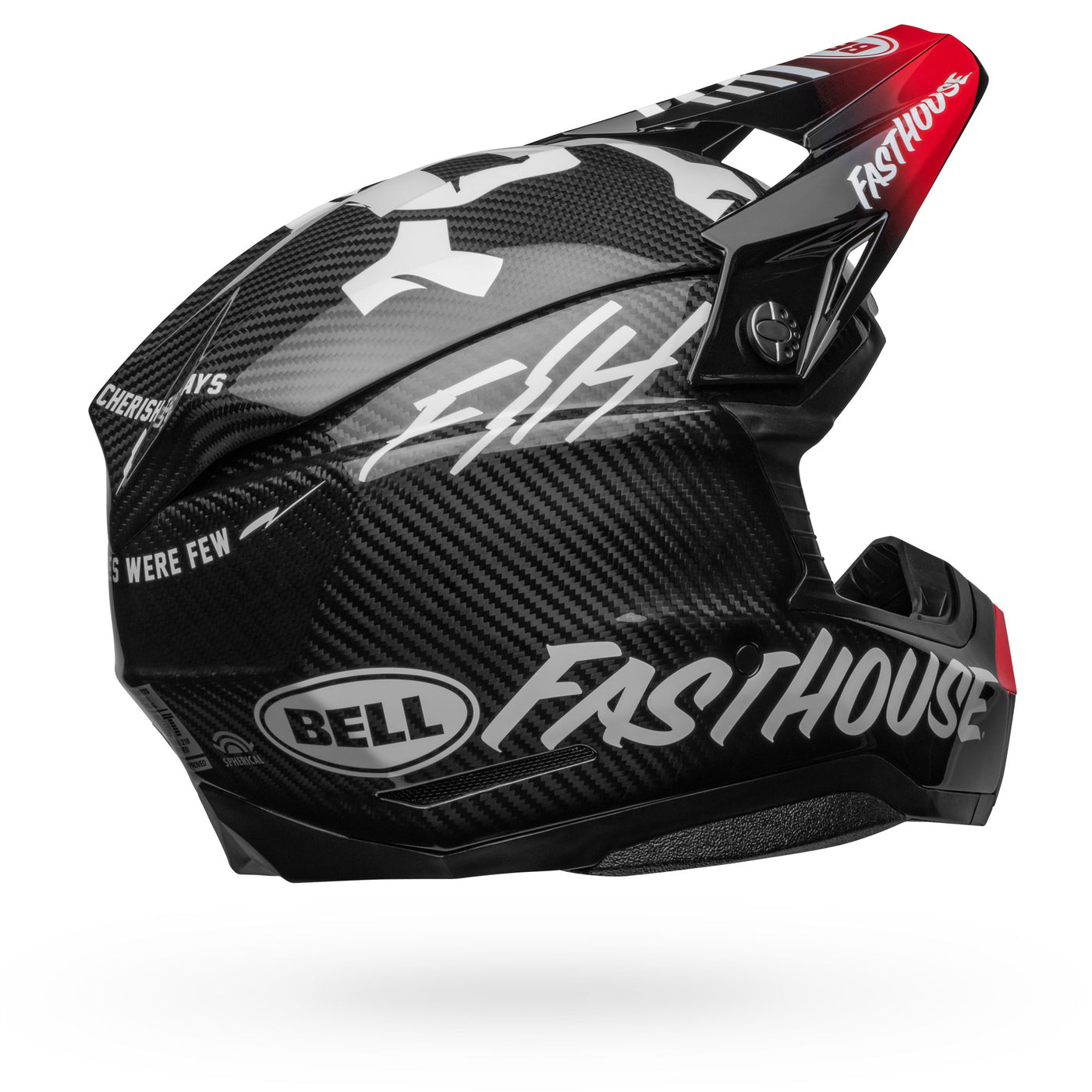 bell moto 10 spherical dirt motorcycle helmet fasthouse privateer gloss black red back right