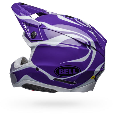 bell moto 10 spherical le dirt motorcycle helmet slayco gloss purple white back left