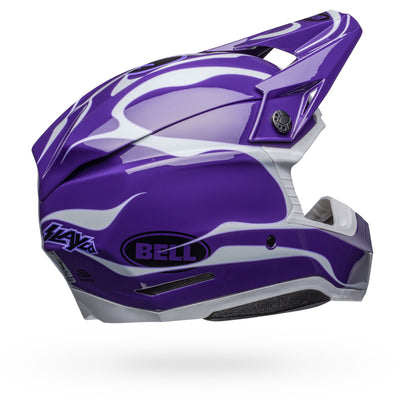 bell moto 10 spherical le dirt motorcycle helmet slayco gloss purple white back right