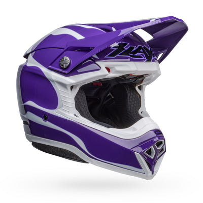 bell moto 10 spherical le dirt motorcycle helmet slayco gloss purple white front right