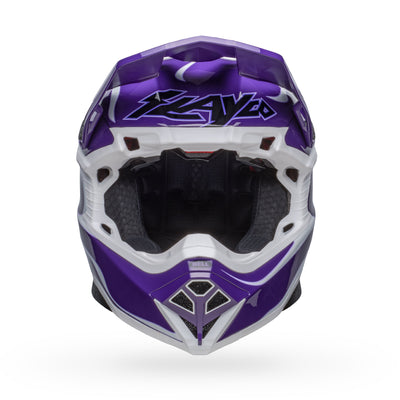 bell moto 10 spherical le dirt motorcycle helmet slayco gloss purple white front