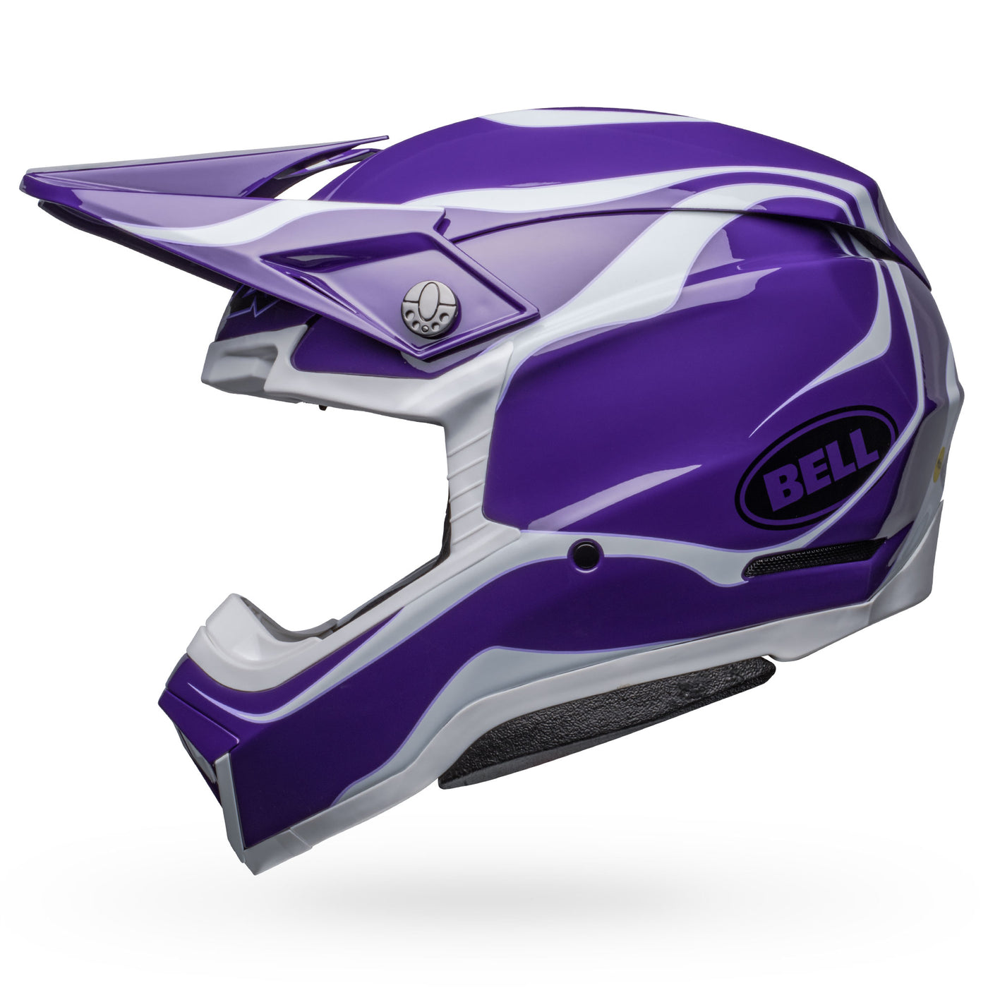 bell moto 10 spherical le dirt motorcycle helmet slayco gloss purple white left