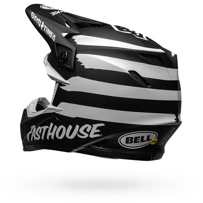 bell moto 9 mips dirt motorcycle helmet fasthouse signia matte black white back left