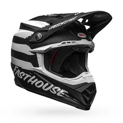 bell moto 9 mips dirt motorcycle helmet fasthouse signia matte black white front right