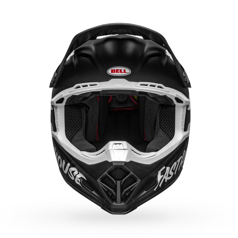 bell moto 9 mips dirt motorcycle helmet fasthouse signia matte black white front