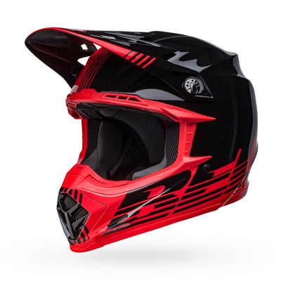 bell moto 9 mips dirt motorcycle helmet louver gloss black red front left