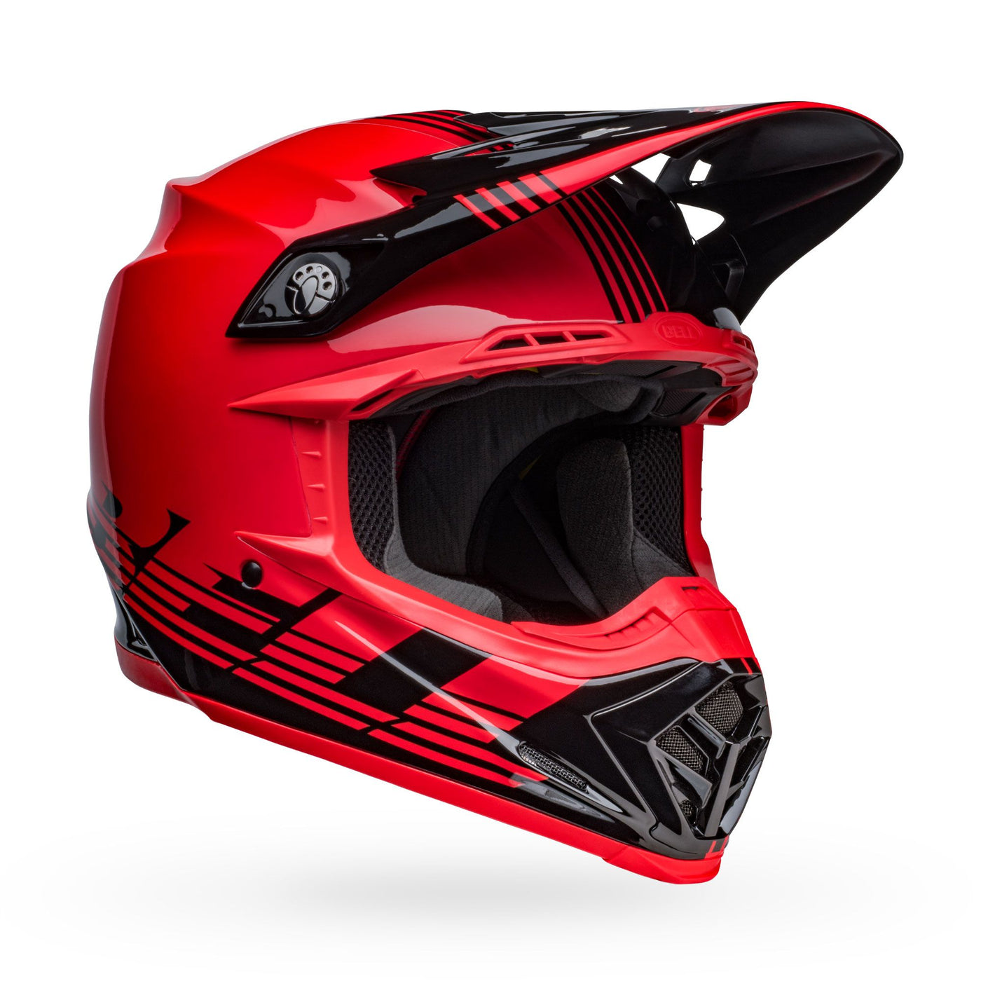 bell moto 9 mips dirt motorcycle helmet louver gloss black red front right