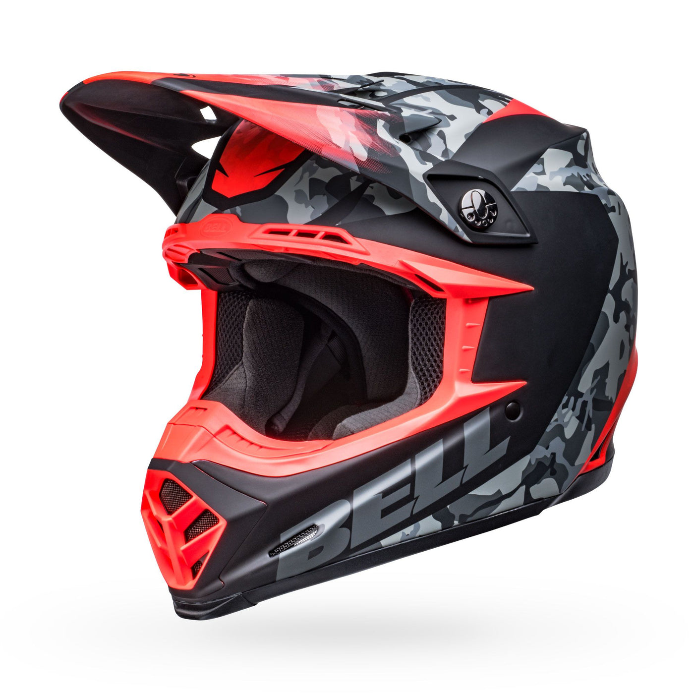 bell moto 9 mips dirt motorcycle helmet venom matte black camo infrared front left