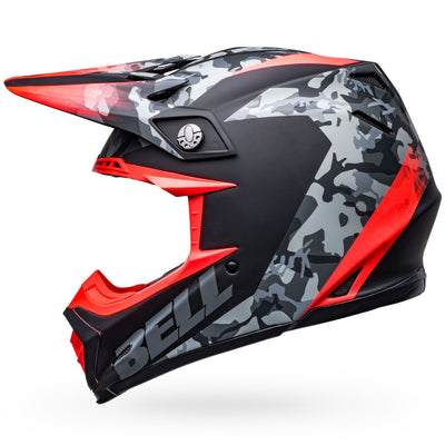 bell moto 9 mips dirt motorcycle helmet venom matte black camo infrared left