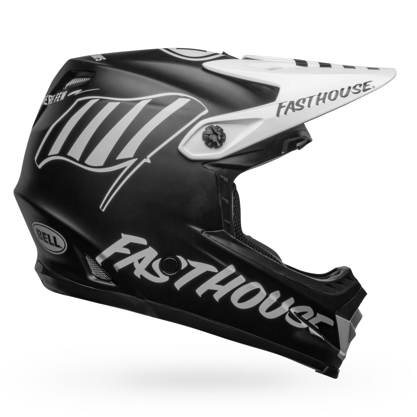 bell moto 9 youth mips dirt motorcycle helmet fasthouse flying colors matte black white right