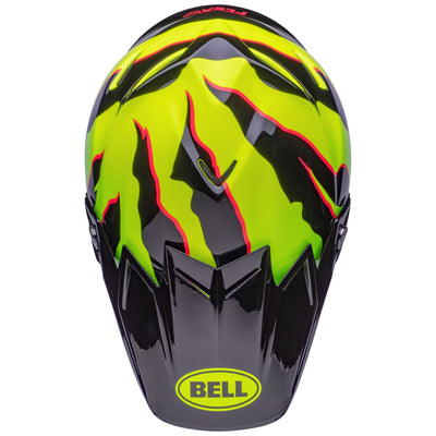 bell moto 9s flex dirt motorcycle helmet claw gloss black green top