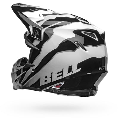 bell moto 9s flex dirt motorcycle helmet claw gloss black white back left