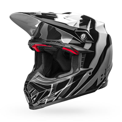 bell moto 9s flex dirt motorcycle helmet claw gloss black white front left