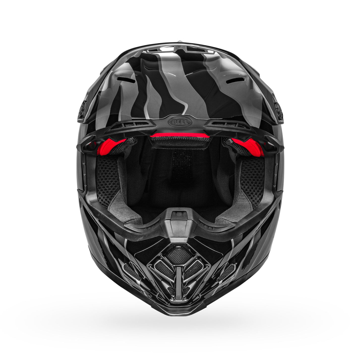 bell moto 9s flex dirt motorcycle helmet claw gloss black white front