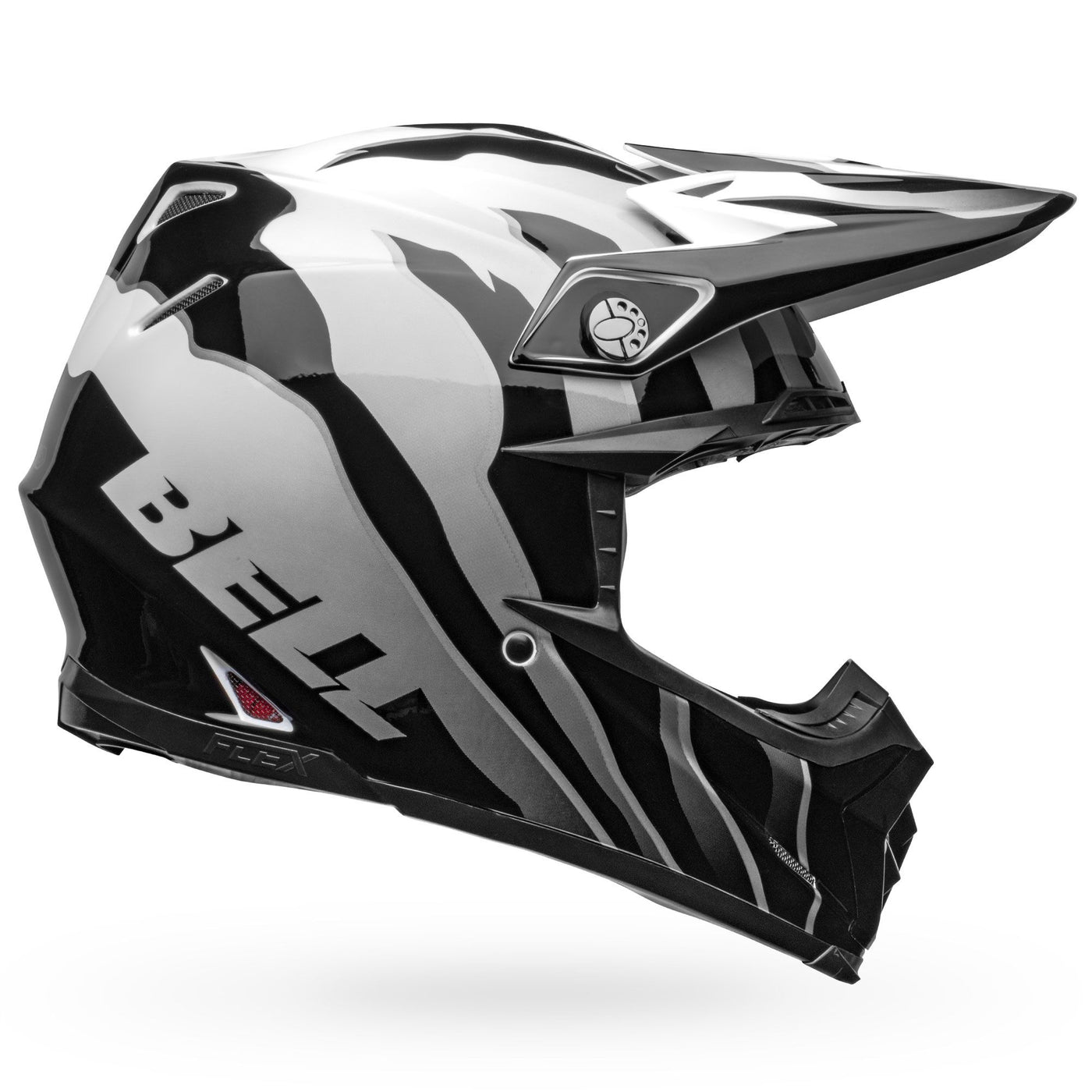 bell moto 9s flex dirt motorcycle helmet claw gloss black white right