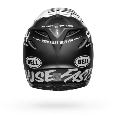bell moto 9s flex dirt motorcycle helmet fasthouse flex crew matte black white back