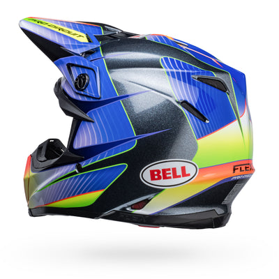 bell moto 9s flex dirt motorcycle helmet pro circuit 23 gloss silver metallic flake back left
