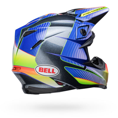 bell moto 9s flex dirt motorcycle helmet pro circuit 23 gloss silver metallic flake back right