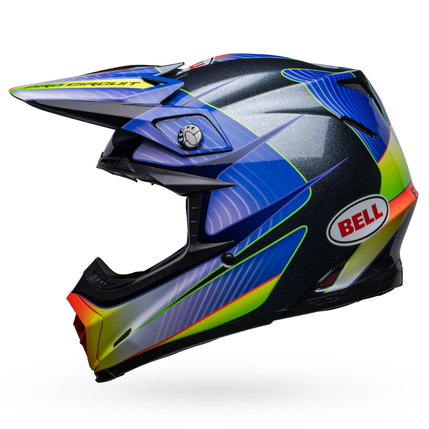 bell moto 9s flex dirt motorcycle helmet pro circuit 23 gloss silver metallic flake left