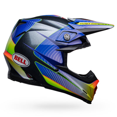 bell moto 9s flex dirt motorcycle helmet pro circuit 23 gloss silver metallic flake right