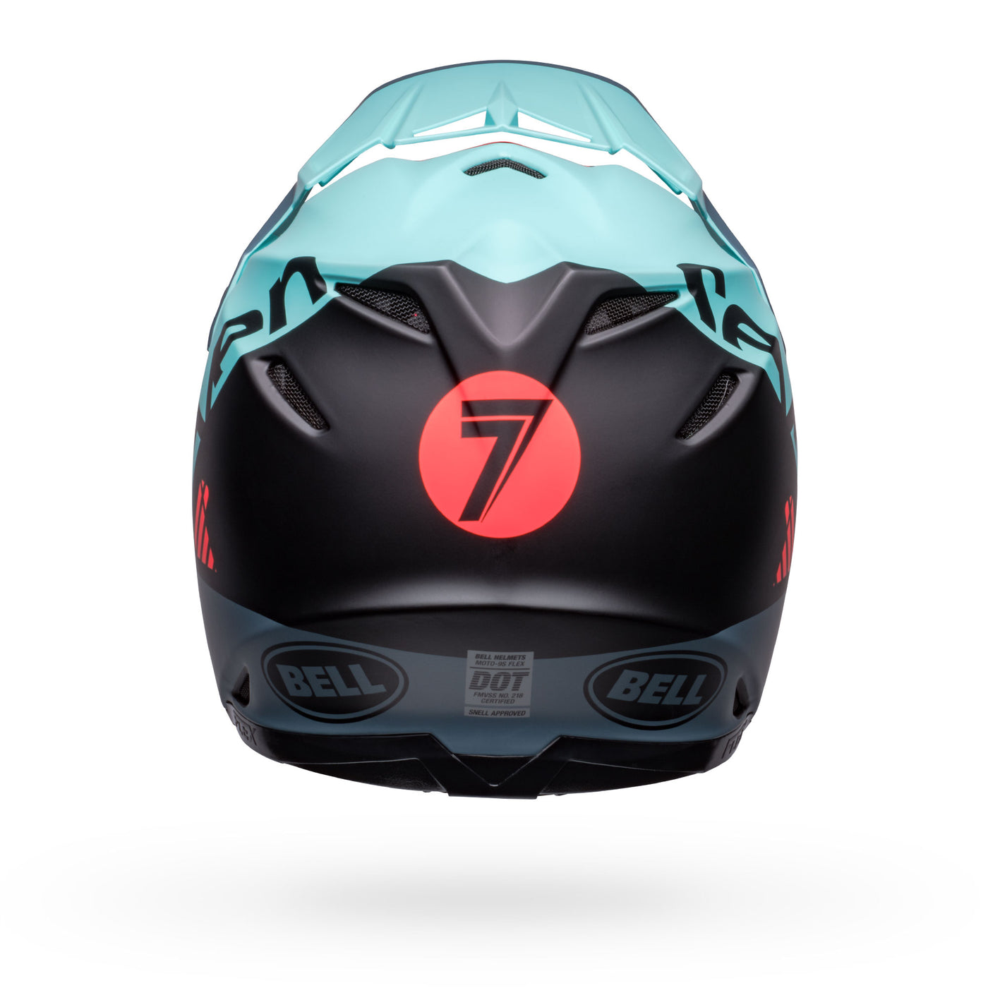bell moto 9s flex dirt motorcycle helmet seven vanguard matte aqua black back