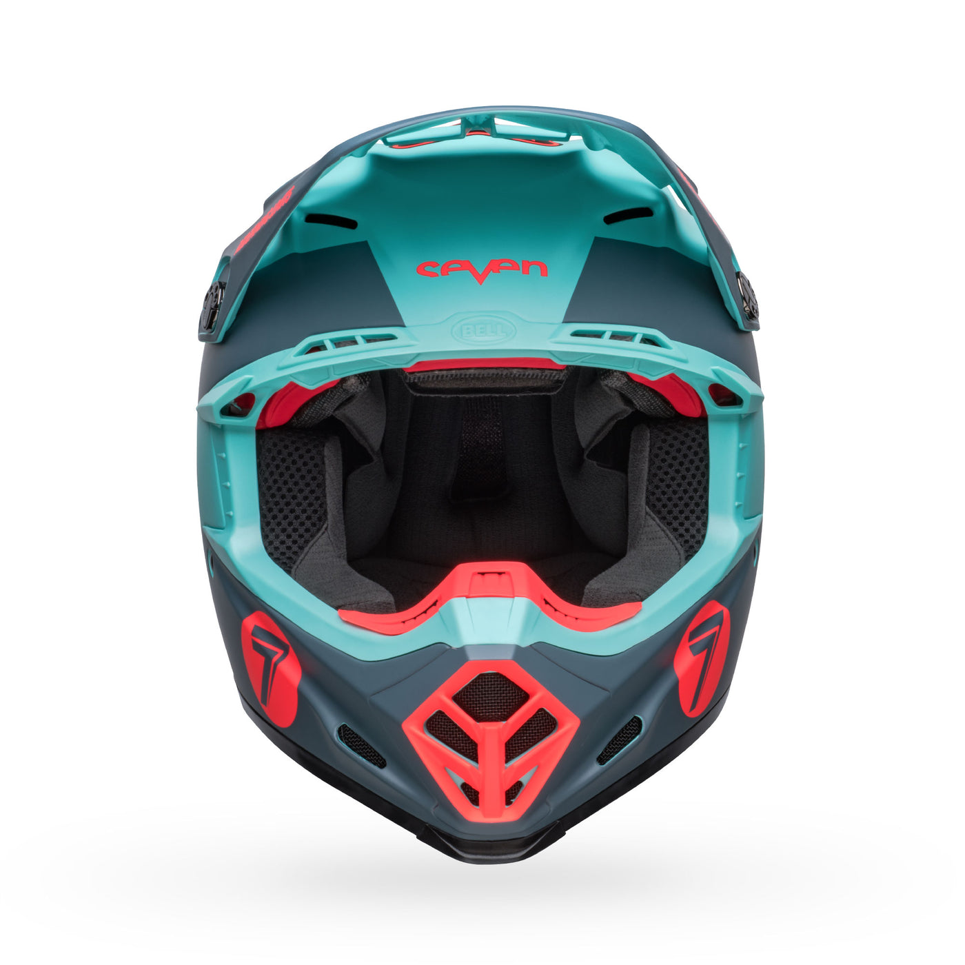 bell moto 9s flex dirt motorcycle helmet seven vanguard matte aqua black front
