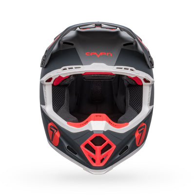 bell moto 9s flex dirt motorcycle helmet seven vanguard matte charcoal orange front